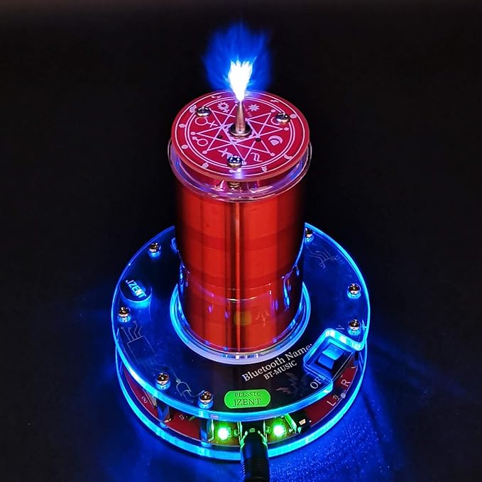 JZENT Bluetooth Music Tesla Coil PLLSSTC Desktop Toy Plasma Loudspeaker Arc Generator Wireless Transmission Teaching Demonstration Experiment Model JN-02