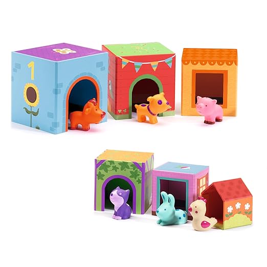 DJECO Topanifarm Blocks - Build a Farm, Wooden Blocks & Animal Toys for Home, School or Gifts - Fun & Creative for Family & Friends - Playful, Educational Toys for Preschool, Kids Months 18+