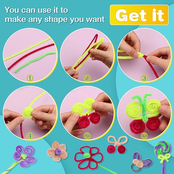 Zlulary 100 Pieces Pipe Cleaners Chenille Stem, Solid Color Pipe Cleaners Set for Pipe Cleaners DIY Arts Crafts Decorations, Chenille Stems Pipe Cleaners (Gray)