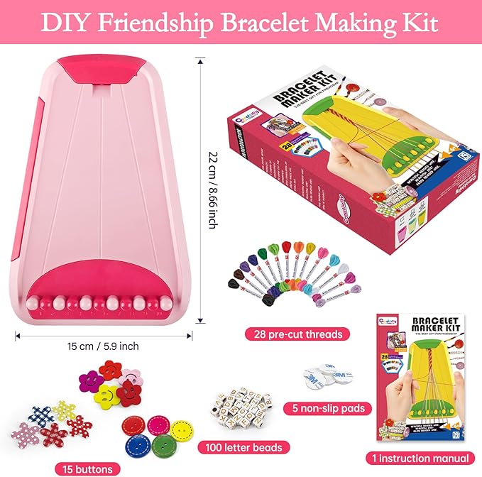 Rdfmy Friendship Bracelet Making Kit for Girls, Arts and Crafts Bracelets String Maker Kit for Kids Ages 8-12 Christmas Birthday Gifts