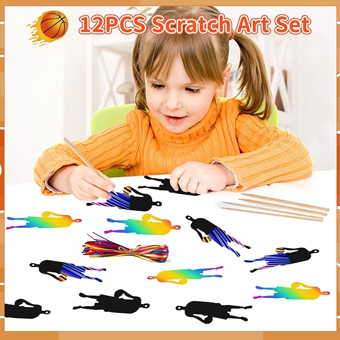 Basketball Party Favors Birthday Supplies 72pcs Buck Keychains Silicone Bracelets Punch Balloons Finger Lights Stickers Stamp Scratch Art Set For Kids Pinata Stuffer Boys Girls