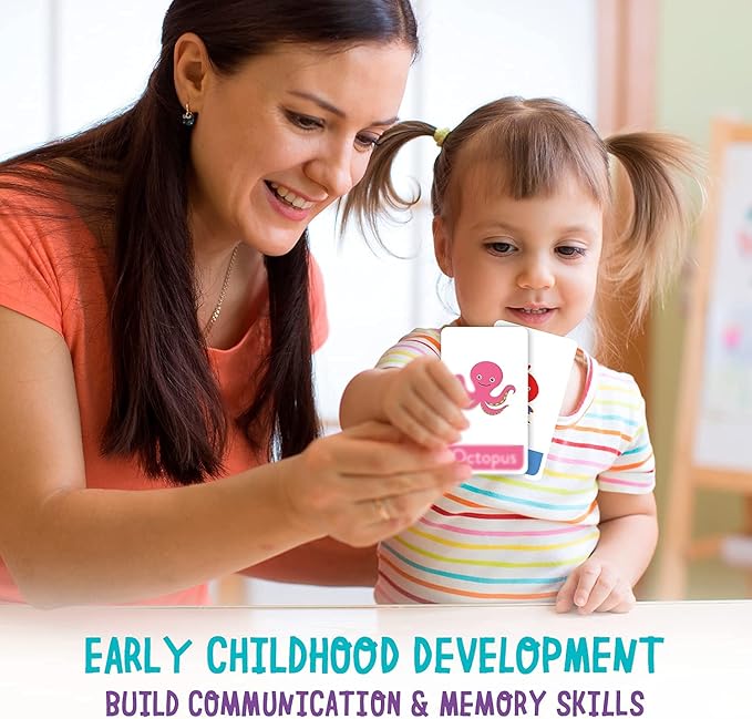 merka Toddler Flash Cards, Set of 64 Alphabet, Letters, Colors, Shapes and Numbers, Baby Learning Cards, Educational, Preschool, Toddler Flashcards, Double-Sided, for Toddlers 1-4 Years