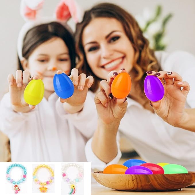 xutengy 12Pcs Easter Egg Fillers Beaded Bracelets,Surprise Easter Egg Toy for Boys Girls Toddlers Easter Basket Stuffers Gifts Party Favors Gifts
