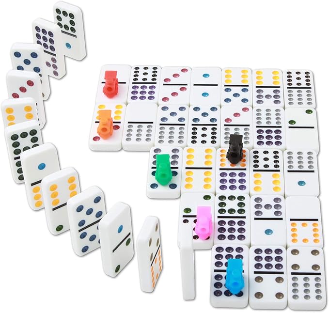 NOLIE Mexican Train Dominoes Game, Double 12 Dominoes Set, Dot Dominoes with Aluminum Case