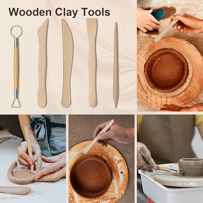 Amrules Clay Tools Kit, 43 PCS Pottery Tools, Practical Polymer Clay Sculpting Tools Kit, Air Dry Clay Tools Set for Beginner, Adults, Pottery Craft, Carving, Drawing, Molding, Modeling, Shaping