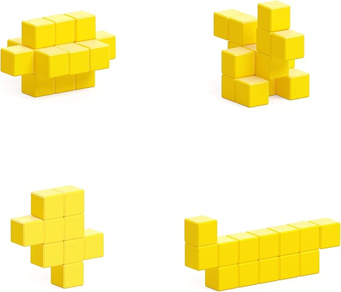 PIXIO-16 Yellow Color Series Magnetic Blocks Building Set 16pcs with Free App, Stress Relief Building Blocks, Magnets for Kids, Pixel Art Desk Toy, Fidget Toys