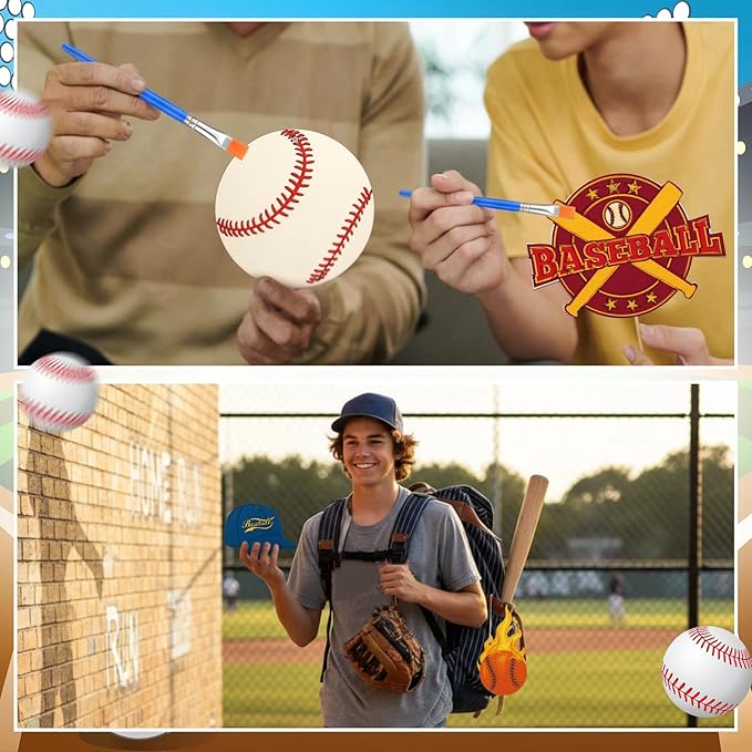 Saypacck 24 Pcs Baseball Party Favors Wooden Painting Craft Kits Birthday Party Supplies with Organza Bag for Goodie Bags Fillers Adult Thank You Gifts