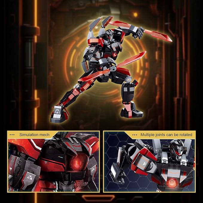 DAHONPA Dark Warrior Transforming Mech Building Blocks Set (585 PCS), Assembly Mecha Robot Model Kit, Technology City MechWarrior Toy, Christmas Birthday Gifts for Adults and Kids