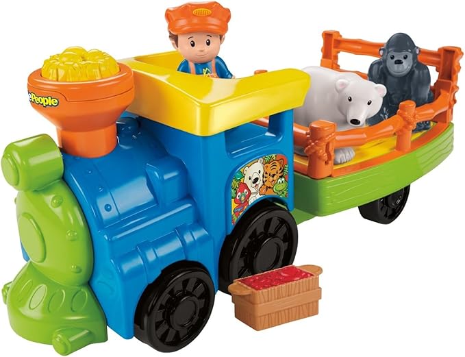 Fisher-Price Little People Toddler Toy Train Choo-Choo Zoo with Music Sounds and 3 Figures for Pretend Play Ages 1+ Years