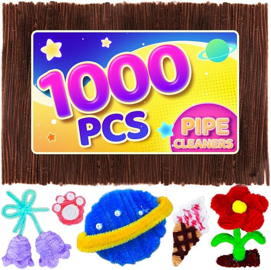 Eppingwin 1000pcs Pipe Cleaners, Dark Coffee Pipe Cleaners Craft Supplies, Brown Chenille Stems for DIY Arts Crafts Project(Brown)