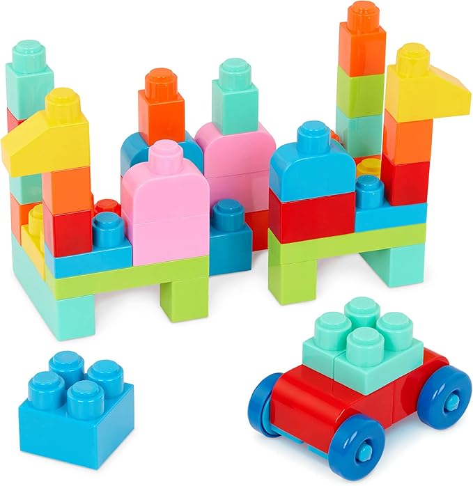 Battat – Building Blocks – 47Pc Brick Set – Colorful & Chunky Bricks – Unique Wheel Bricks – 12 Months + – Locbloc Red Builder's Wagon