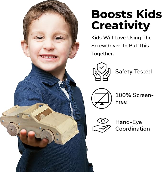 Kraftic Woodworking Building Kit for Kids and Adults, 3 Educational DIY Carpentry Construction Wood Model Kit Toy Projects for Boys and Girls, Build a Wooden Food Truck, Racing Car and Garbage Truck