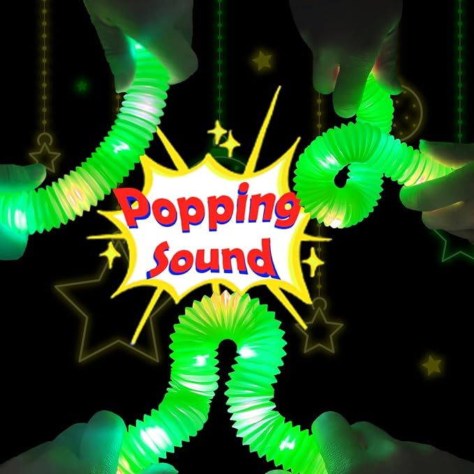 12 PCS LED Light up Pop Tubes for Toddlers, Green Glow Sticks St Patricks Day Party Favors for Kids, Neon Necklaces Bracelets Accessories, Glow Birthday Dance Wedding Mardi Gras Party Supplies