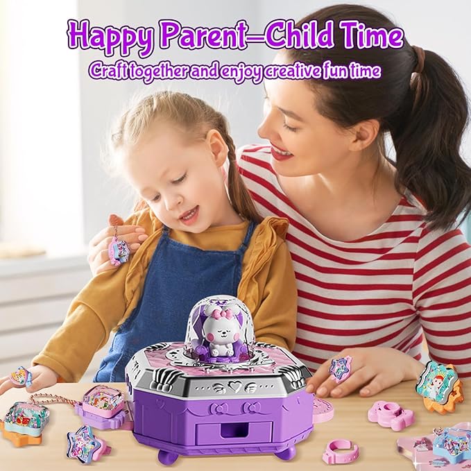 Jewelry Toys for Girls, 153Pcs Toddler Girls DIY Toy Rabbit Jewelry Making Kit for 4 5 6 7 8 Years Old, Arts and Crafts Supplies for Kids,Play Jewelry Princess Toys for Dress Up, Easter Birthday Gifts