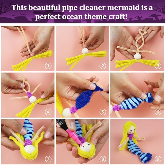 Bundooraking Pipe Cleaners, Pipe Cleaners Craft, Arts and Crafts, Crafts, Craft Supplies, Art Supplies (150pcs Halloween Multi-Colored Chenille Pipe Cleaners)