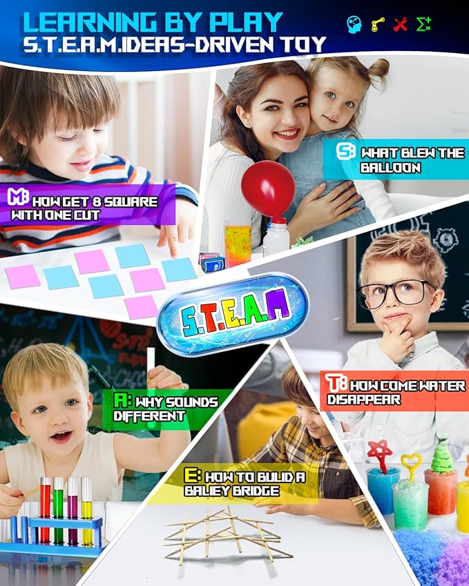 Science Kits for Kids Age 4-12, Stem Toys with 90 Science Experiments, Steam Project Learning Educational Toys Gifts for Christmas & Birthday, Chemistry Activity Set for 4+ Years Old Boys Girls