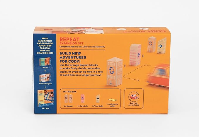 Cody Block Repeat Expansion Set, Educational Wooden Building Blocks and Car STEM Toys for Preschool Kids Ages 3+