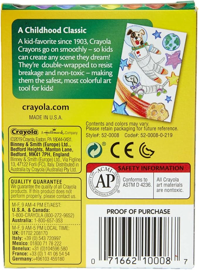 Crayola Classic Color Pack Crayons, Tuck Box, 8 Colors