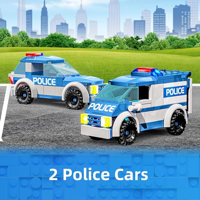 City Police Station Building Sets, 570pcs City Police Sets Toy Building Bricks Kit, Compatible with Lego,Gift for Boys 6-12