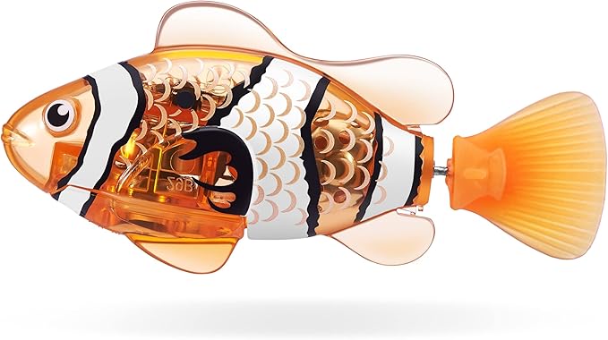 Robo Alive Robo Fish Series 2 (Teal + Orange 2 Pack) by ZURU Robotic Swimming Fish Water Activated, Changes Color, Comes with Batteries, Amazon Exclusive - Teal + Orange (2 Pack), 7165E