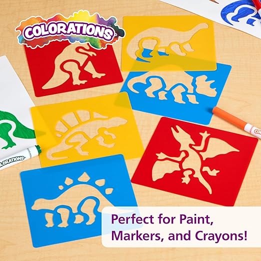 Washable Plastic Dinosaur Stencils - Set of 6