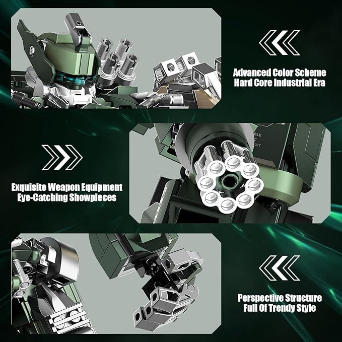 Mech Building Blocks Set for Adults,Motorized Robot Model Building Kit with Multiple Weapons, Hard Core Industrial Style Collectible Gifts for Man Boys Ages 12+ (1403 PCS)