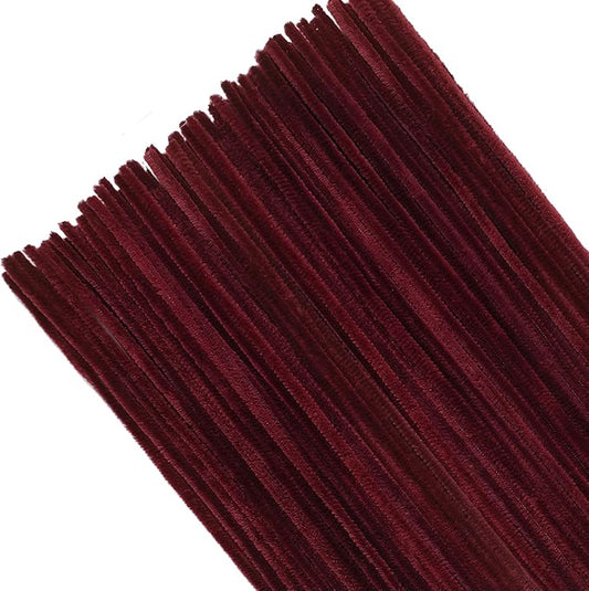 TOAOB 100pcs Pipe Cleaners Dark Red Pipe Cleaners Chenille Stems 6mm x 12 Inch Fuzzy Sticks Craft Supplies for Art DIY Crafts Decorations