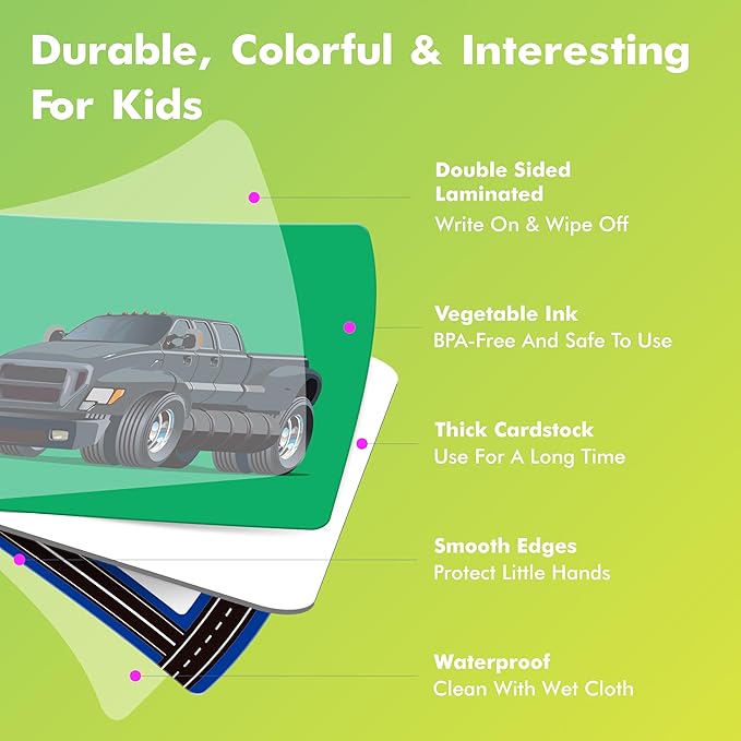 Hebayy Truck Matching Game, 72 PCS Traffic Memory Matching Cards for Toddlers 36 Pairs Transportation Memory Cards Educational Toys for Preschool Boys & Girls 4 5 6 Years Old