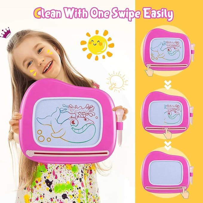 Smasiagon Toddler Girl Toys Age 1-2 Year Old Boys Girls, Magnetic Drawing Pad Doodle Board Educational Learning Toys for 1 2 3 Year Old Boys Girls Gifts Christmas Birthday Gifts (Pink)