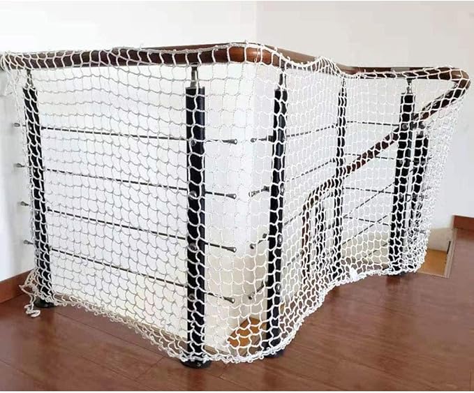 Child Safety Net 3.28ft x 9.84ft Stair Balcony Railing Protector/Pet Toy Anti-Fall Sturdy Polyester White – 1 Pack