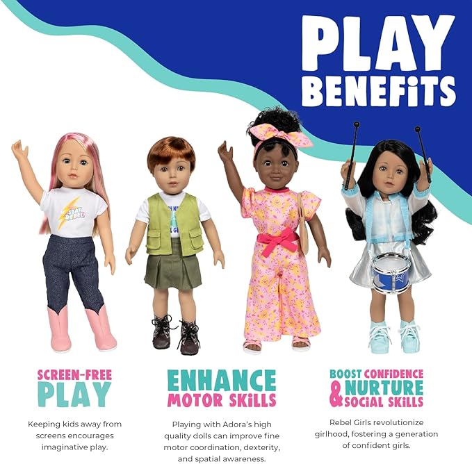 Adora 18" Rebel Girls Doll Collection - Inspired by Good Night Stories Rebel Girl Books - Premium Quality Soft and Movable Doll Body with Realistic Features - Leader