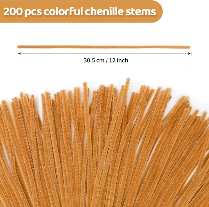 Eppingwin 200pcs Pipe Cleaners, Light Coffee Pipe Cleaners Craft Supplies,Chenille Stems for DIY Arts Crafts Project(Light Coffee)
