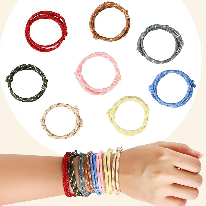 WILLBOND 216 Neon Friendship Bracelets Bulk for Kids Birthday Classroom Student Gift Adjustable Paracord Bracelets Rope Woven Neon Colors Valentine Day Gift Girls Boy Party Favors