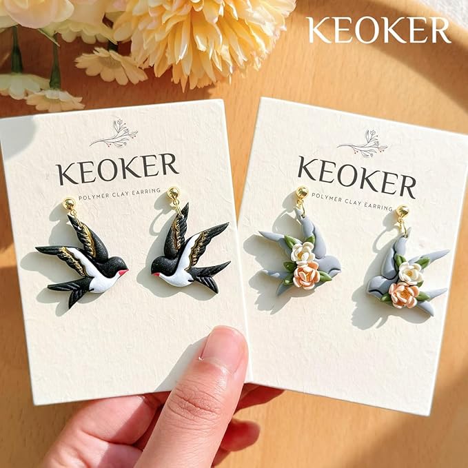 KEOKER Spring Polymer Clay Cutters - 11 Cutters for Polymer Clay Earrings, Flower Clay Earring Cutters