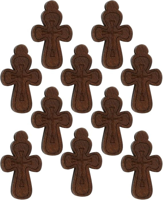 COTTVOTT Wooden Christian Jesus Cross/Orthodox Crucifix Charms Pendants for Rosary Necklace, DIY Jewelry Making Accessories Parts