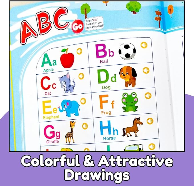 ZeenKind English Words Sound Book for Kids Toddlers 2,3,4,5,6 Years Old, 300+ Words Talking Interactive Audio Books for Early Learning English, and Educational Electronic Toy