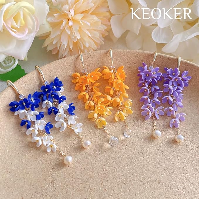 KEOKER Spring Clay Cutters, Spring Polymer Clay Cutters Flowers, Small Flower Clay Cutter, 12 Shapes Floral Polymer Clay Cutters for Earrings, Flower Clay Cutters for Polymer Clay Jewelry