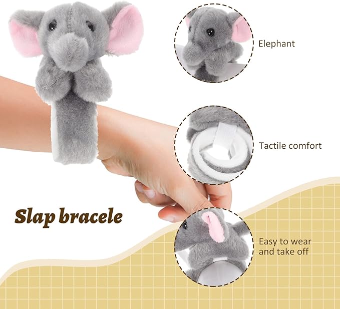 Toddmomy Plush Animal Wristband Stuffed Animals Slap Bracelet Plush Animal Slap Bracelets Animal Wrist Slap Bracelet for Kids Birthday Party Costume Props