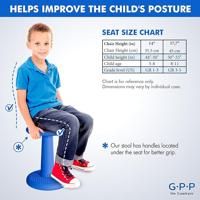 -Dynamic-, Kid Wobble Stool Pair, Wiggle Chair Flexible Seating for Preschool & Elementary Classroom, Improves Focus, Posture & ADHD/ADD-Blue 17.7 Hight' Stools Pack of 2
