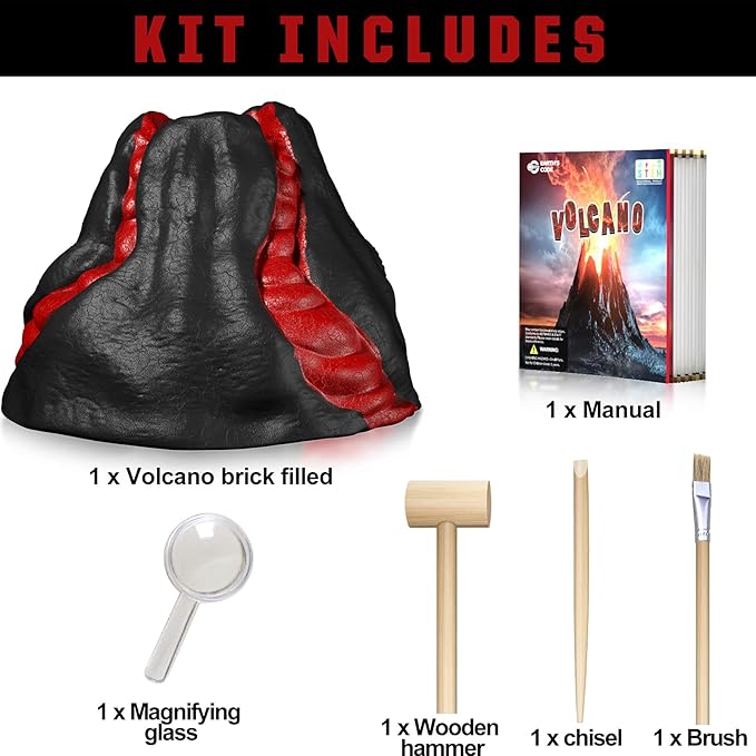 EARTH'SCODE Volcano Gemstone Dig Kit, Science STEM Educational Toys Gifts for Kids Age 6-12