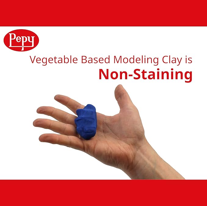 Pepy Plastilina Reusable and Non-Drying Modeling Clay; Set of 48 Bars, 1.4 Ounce Each, 16 Each of 3 Colors, Perfect for Arts and Crafts Projects, Primary Colors …