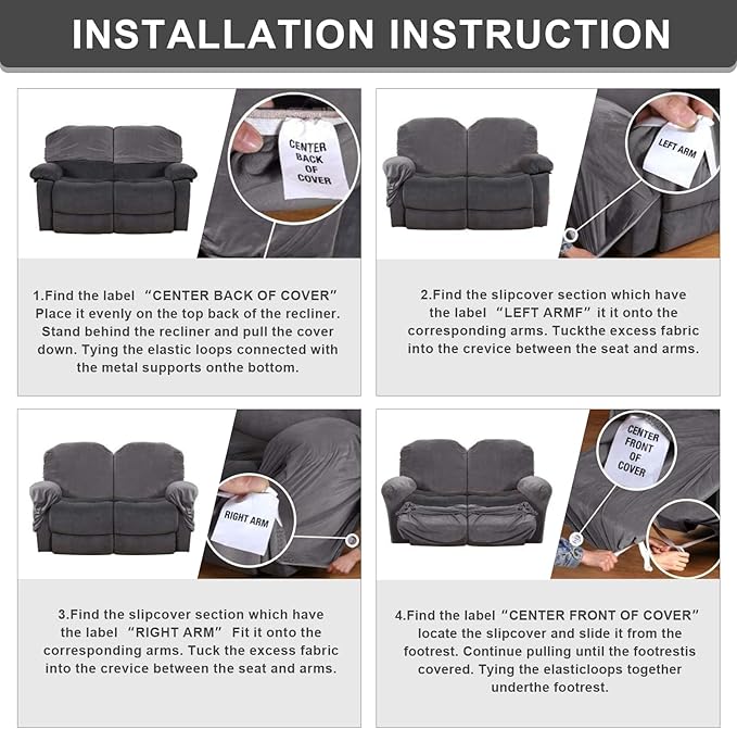 Stretch Jacquard Recliner Sofa Covers 3 Seat Soft Recliner Chair Covers Sofa Slipcover with Pocket and Elastic Bottom Furniture Protector for Kid,Pets(Checks,Navy Blue)