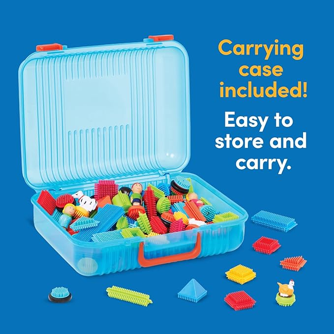 Battat- Bristle Blocks- STEM Interlocking Building Blocks- 113 pc Playset- Reusable Storage Case- Developmental Toys for Toddlers & Kids- Deluxe Builder Case- 2 Years +