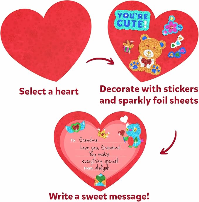 Skillmatics Art & Craft Activity - Foil Fun Valentine's Hearts, Mess Free Art for Kids, DIY Creative Activity, Gifts for Girls & Boys Ages 4, 5, 6, 7, 8 and Up