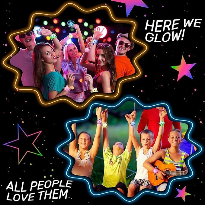 33 Pack LED Light Up Fidget Spinner Bracelets Party Favors for Kids 4-8 8-12,Glow in The Dark Party Supplies,Birthday Gifts,Treasure Box Toys for Classroom,Prizes,Pinata Goodie Bag Stuffers