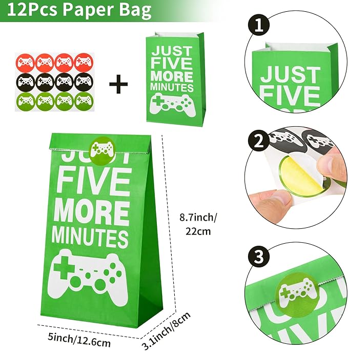 Winrayk Video Game Party Favors Gamer Birthday Supplies Kids, Invisible Ink Pen Notebook Gift Bag Stamper Bracelet Keychain Sticker Pinata Goody Stuffer Teen Girl Boy Game On Gaming Party Favors Decor