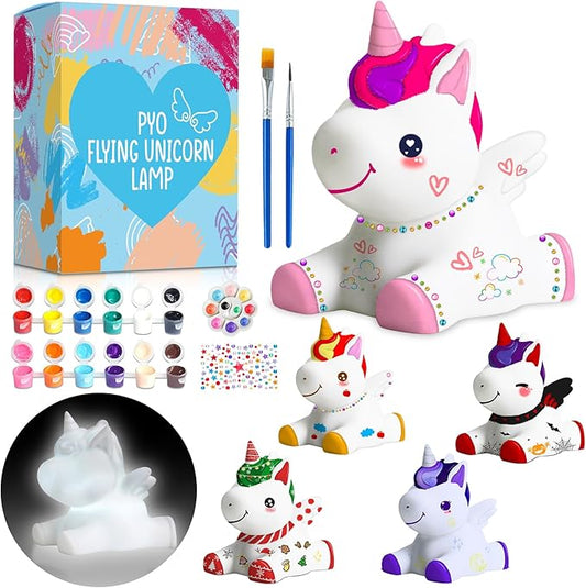FUNZBO Paint Your Own Unicorn Lamp - Arts and Crafts for Kids Ages 8-12, Art & Craft Supplies Painting Kits for Kid 4-8, Unicorn Toys Gift for Toddler Teen Girl Age 3 5 6 7 9 10 11 12 Christmas Craft