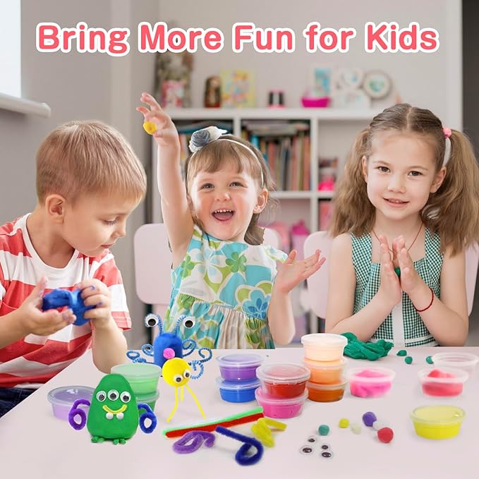 DEKWELL 24 Packs Valentines Day Cards for Kids Classroom with DIY Air Dry Clay Kit,Valentines Day Gifts for Kids School Valentine Exchange Presents Party Favors