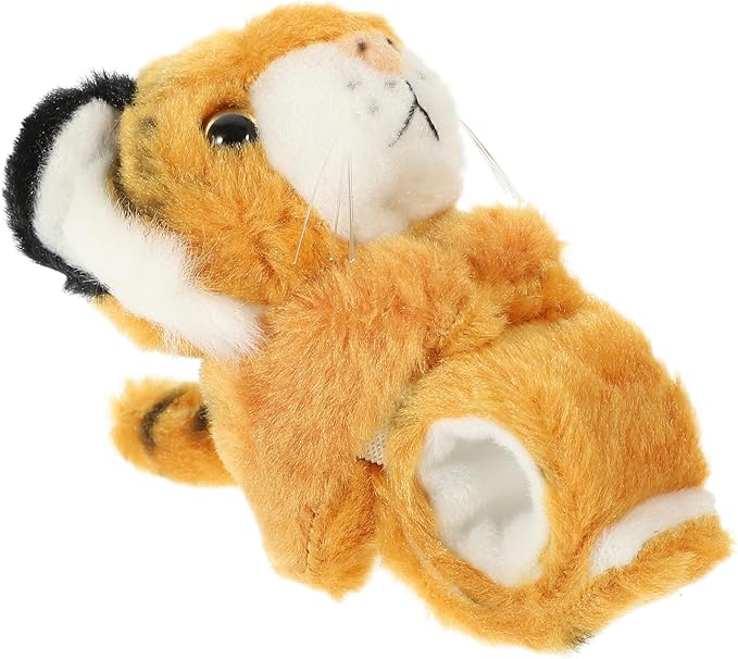 Kisangel 1pc Slap Bracelets Huggables Plush Animals Slap Band Wrist Huggers Animals for Kids Birthday Party Supply(Brown Tiger)