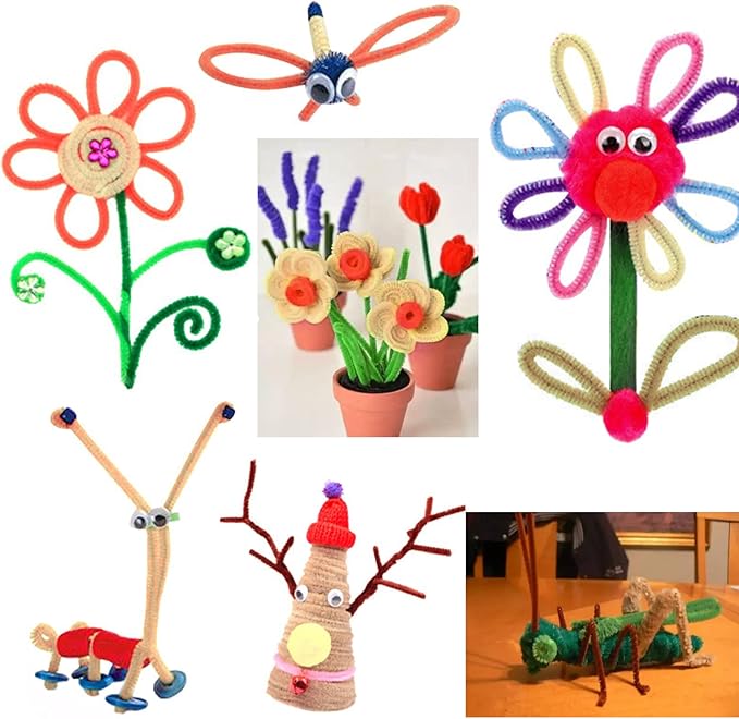 TOAOB 100pcs Pipe Cleaners Light Brown Chenille Stems 6mm x 12 Inch Fuzzy Sticks Craft Supplies for Art DIY Crafts Decorations